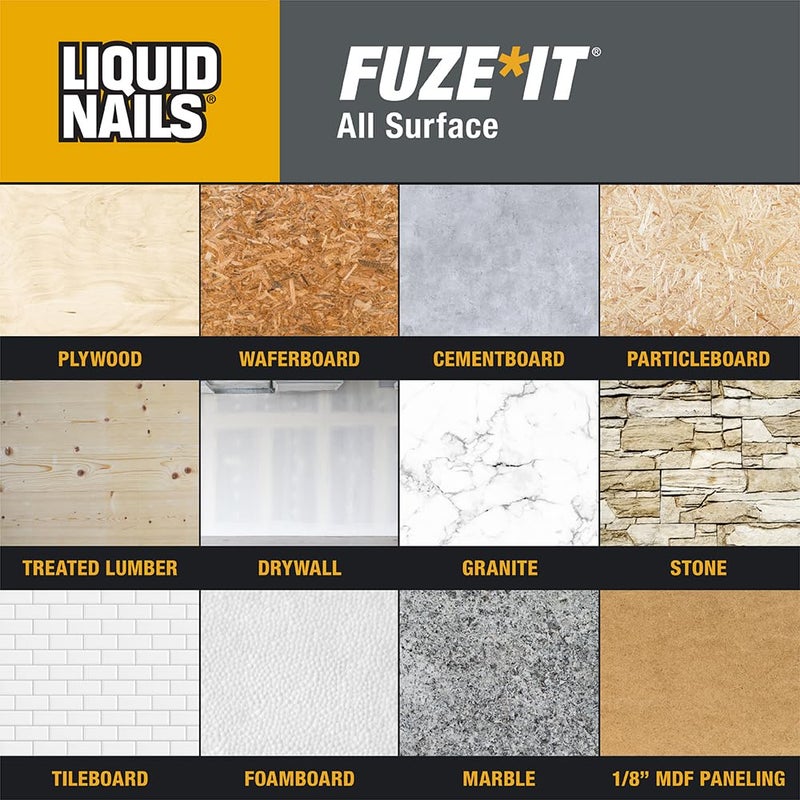 Liquid Nails 56198673380 LN-2000 FuzeIt All Surface Construction Adhesive (9-Ounce) , Gray - Image 5